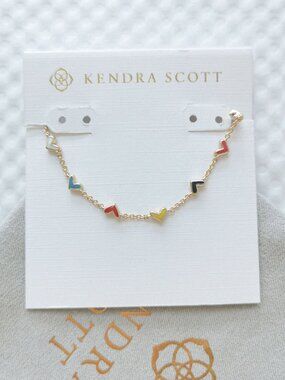 Kendra Scott Gold Multi Color Haven Heart Chain Bracelet NEW